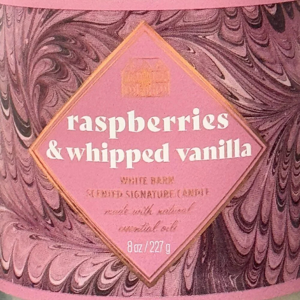 BBW Raspberries & Whipped Vanilla White Barn Bath & Body Works Single Wick Candl - Picture 3 of 10